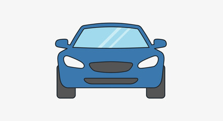 Simple vector illustration of a blue car icon in front view