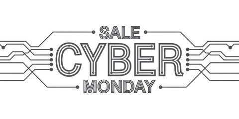 Cyber monday sale lettering isolated on white background for online shopping