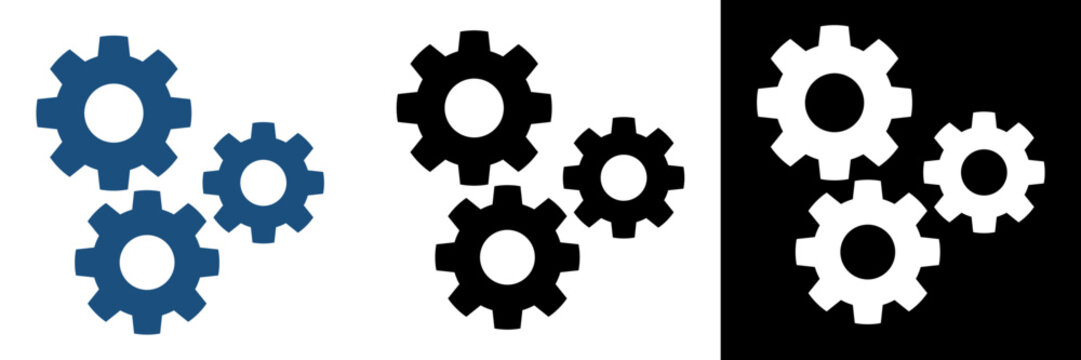 Vector icon showing multiple interlocking gears, symbolizing teamwork, mechanics, and process automation. Perfect for Engineering, Productivity, and System Optimization Designs