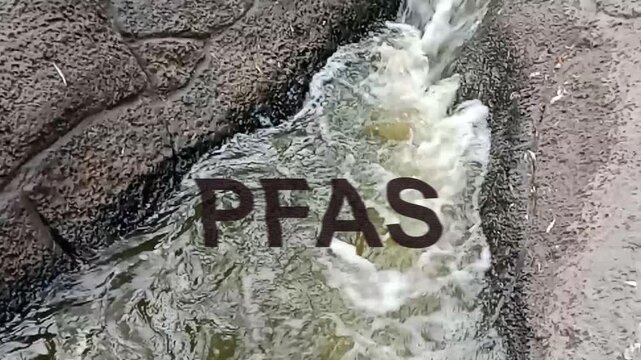 pfas sign on water background	