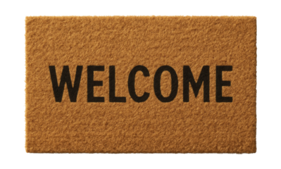 Rectangular coir doormat with a "Welcome" message, perfect for front door greetings.