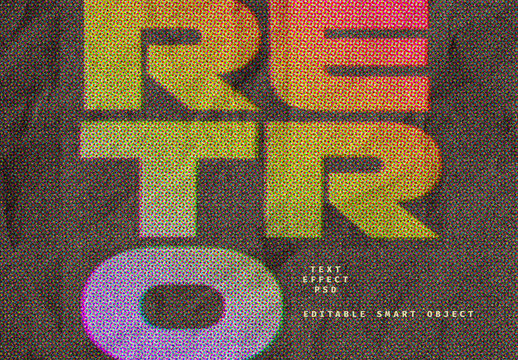 Colorful Printed Halftone Text Effect