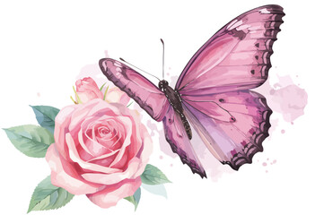 Butterfly & Roses Clipart Bundle