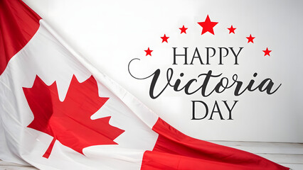 Happy victoria day greeting with canadian flag and red stars on a textured background celebrating canada s holiday
