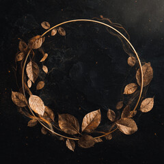 Decorative gold ring with leaf elements vintage concept