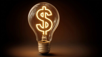 Dollar icon inside bulb creative finance energy concept