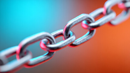 Obraz premium Close-up of a metal chain on blurred colorful background