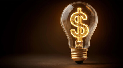 Glowing light bulb with dollar symbol business concept