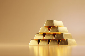 Golden bricks stacked financial savings success concept