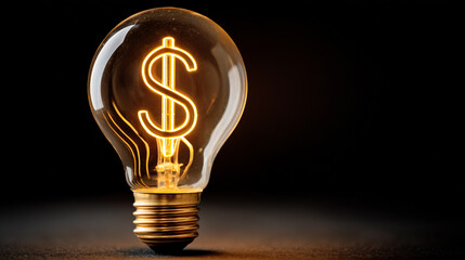 Light bulb with golden dollar symbol investment idea