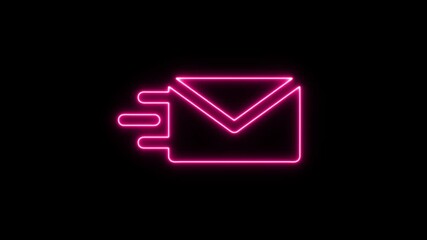 Neon pink envelope icon with motion lines suggesting fast email delivery and communication Neon Icon Neon Sign - Powered by Adobe