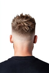 Obraz premium Modern Men's Short Haircut with Fade and Textured Top Style