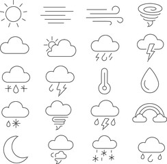 Fototapeta premium Weather icon set with various weather conditions illustrated with clean and simple line art