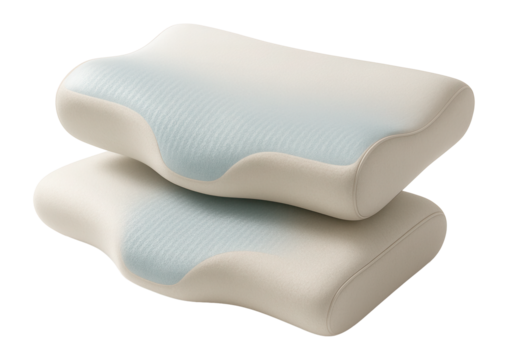 Cooling gel memory foam pillow set for restful sleep in a contemporary space.