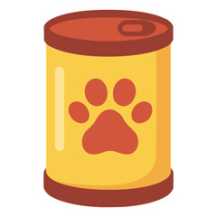 Aluminum can dog food pet flat color vector illustration template design