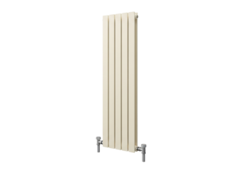 Isolated beige radiator for central heating, energy efficient radiator for home warmth