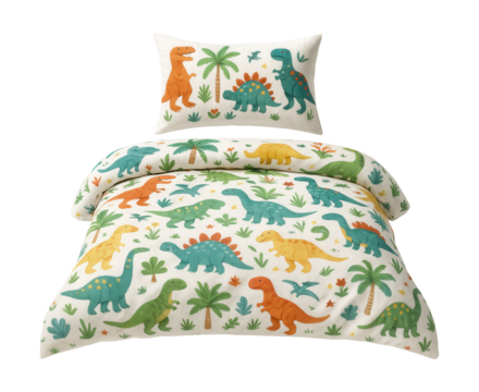 Playful dinosaur-themed twin bed linen for adventurous kids.