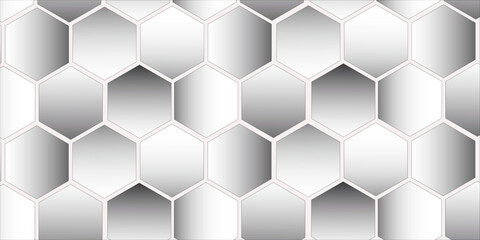 Hexagons pattern on gray background. Genetic research, molecular structure. Chemical engineering. Concept of innovation technology. Used for design healthcare, science and medicine background