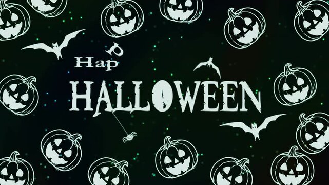 Artistic halloween pumpkin bat doodle text motion wallpaper for spooky design, loop backgrounds, digital branding visuals, festive decoration, and creative horror graphics