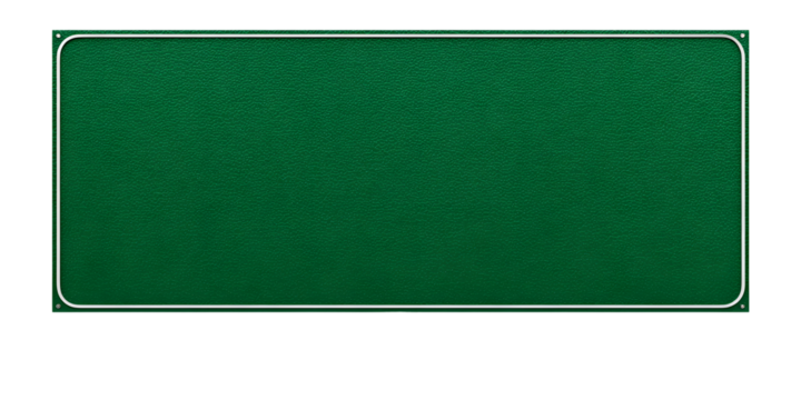 Blank green sign with white border on black background