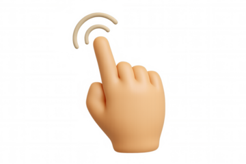 Human hand clicking or tapping on touchscreen or interface, 3d rendered gesture, pointer with transparent background