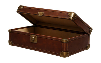 Vintage leather under-bed storage trunk, perfect for keepsakes in a classic home.