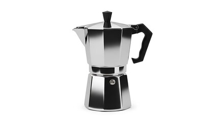 Classic Moka Pot: Espresso Maker on White Background