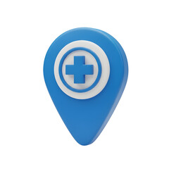 Fototapeta premium Find immediate healthcare with this eye-catching location pin, perfect for maps, apps, or websites needing a medical locator point for urgent care.