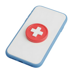 Fototapeta premium Modern smartphone displaying a medical cross icon, representing telehealth, online healthcare, digital medicine accessibility, and innovative health solutions