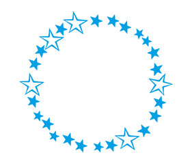 Blue circular frame made of stars for decoration and design