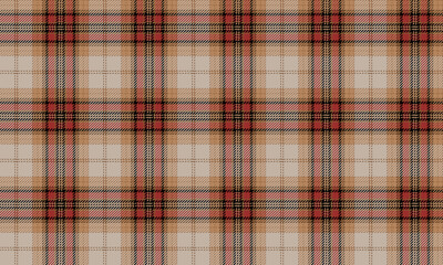 Seamless plaid pattern in beige, red, and black for designing clothes, skirts, pants, and dresses. Simple and elegant, yet timeless.