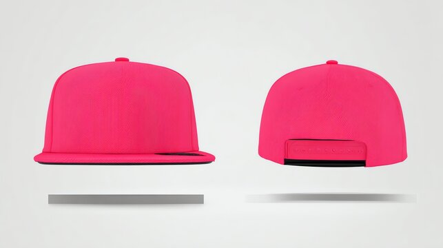 Vibrant Pink Snapback Cap Front and Back View for Sportswear Design