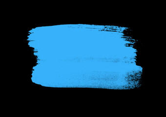 Handgemalte Pinselfläche in blau auf schwarz als Hintergrund