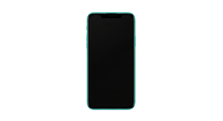 Isolated cellphone, phone, smartphone with blank black screen on plain simple studio backdrop