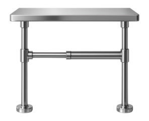 Sturdy telescopic shelf in stainless steel, perfect for displaying decor in a modern