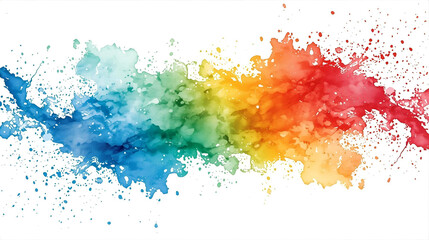 Abstract colorful watercolor splash design texture on white paper backdrop for artistic grunge pattern.