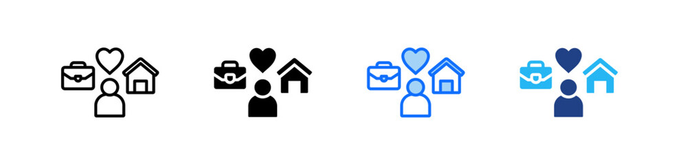 Work Life Balance Icon Set Multiple Style Collection