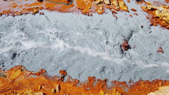  Toxic mine water discharge, acid mine drainage contaminates the environment