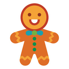 Happy gingerbread man cookie with blue bow tie and green buttons