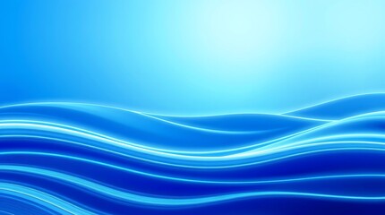 Fototapeta premium Abstract blue ripple gradient background with smooth vertical lines and soft light waves. Modern fluid texture for digital design and wallpaper.