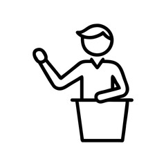  Speaker giving presentation outline icon.