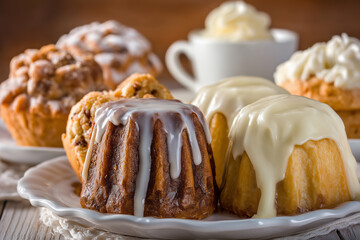 Mini Cakes with Icing and Coffee