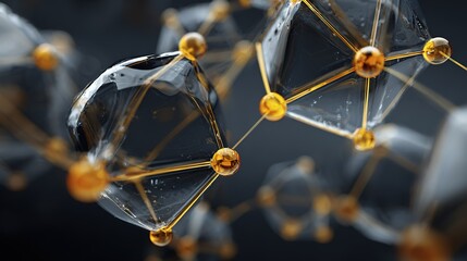 Black-Gold Tech Molecular Structure: Innovative Material Scene