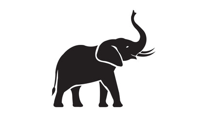 Obraz premium Elephant Silhouette Vector – Minimal Wildlife Animal with Raised Trunk