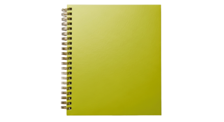 Isolated blank chartreuse notebook on a solid surface ready to be filled with notes or lists