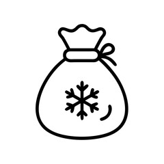  Gift bag with snowflake icon in outline style
