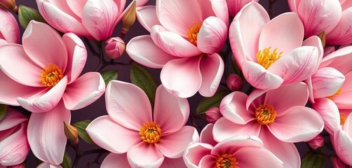 Fototapeta premium Elegant magnolia blossom pattern, showcasing delicate petals and rich textures, background, vintage