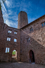 The Majestic and Enigmatic Ruins of an Ancient Castle. Burg Hanstein castle ruins, The historic Castle Hanstein in Thuringia.