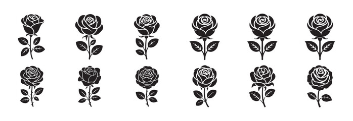 Naklejka premium Elegant Vector Roses for Logo and Pattern Design
