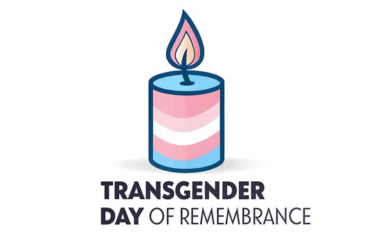 Candle Symbol for Transgender Day of Remembrance With Pink-Blue Ribbon Design And Solemn Glow

